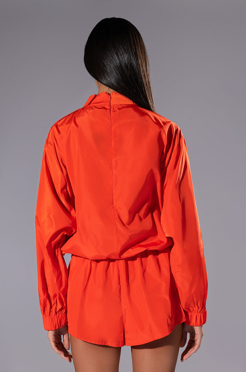 ALL DAY ERRANDS LIGHT WEIGHT ROMPER IN ORANGE