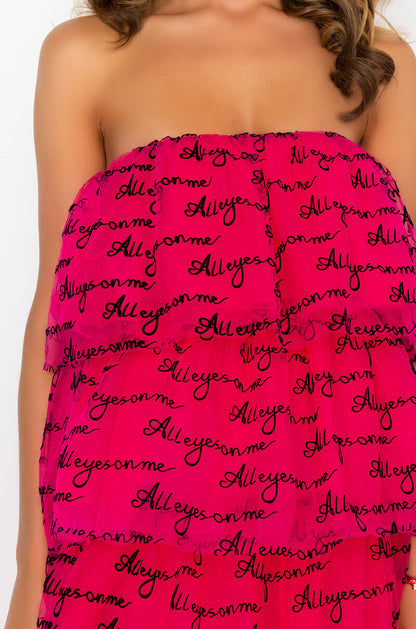ALL EYES ON ME HIGH LOW TULLE DRESS PINK MULTI