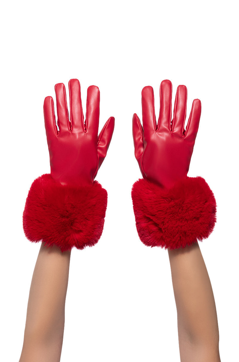 ALL I WANT IS MONEY RED FUR GLOVES