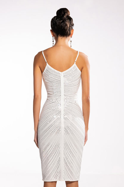 ALL IN ALL OVER RHINESTONE MIDI DRESS