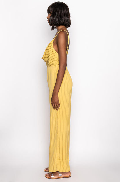 ALL IN STRIPES COWL NECK JUMPSUIT