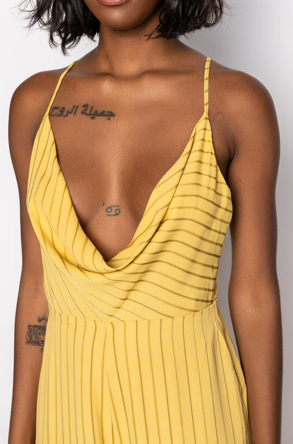 ALL IN STRIPES COWL NECK JUMPSUIT
