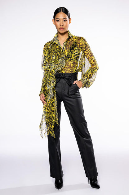 ALL OVER ASYMMETRICAL BUTTONDOWN BLOUSE
