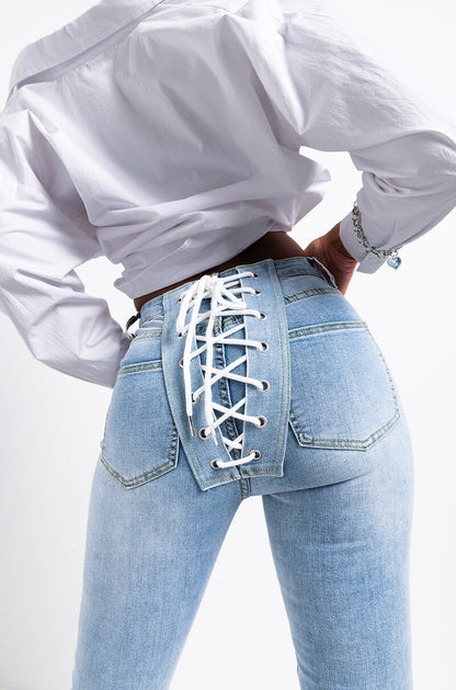 ALL OVER BACK LACE SKINNY JEANS