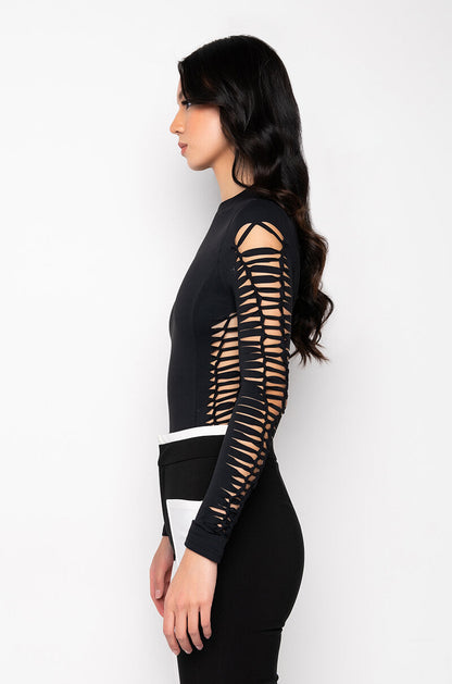ALL THE CUTOUTS SNATCHED BODYSUIT BLACK
