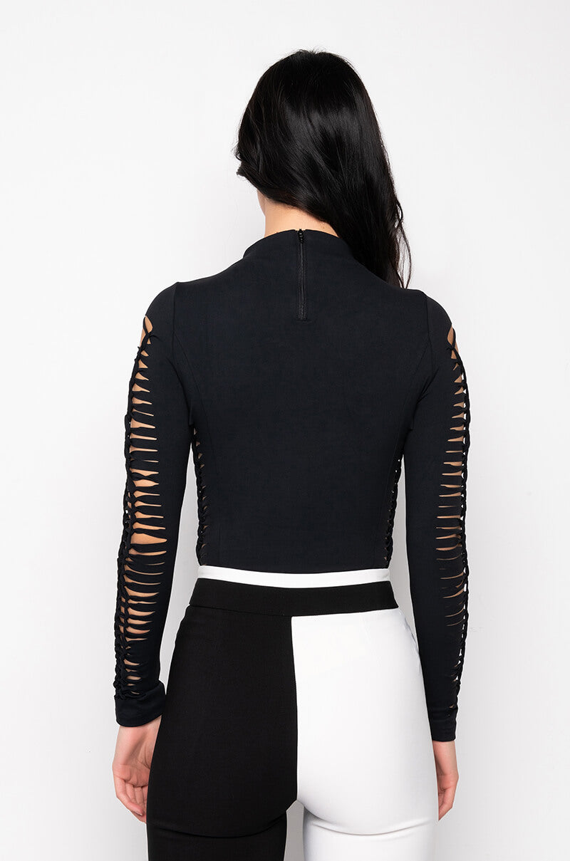ALL THE CUTOUTS SNATCHED BODYSUIT BLACK