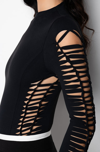 ALL THE CUTOUTS SNATCHED BODYSUIT BLACK