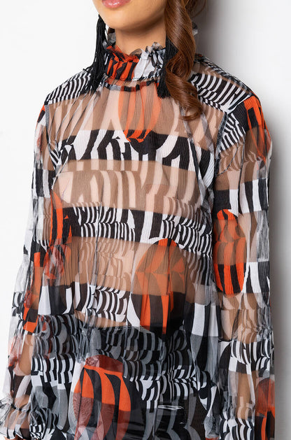 ALL THE LOVE YOU NEED SHEER BLOUSE BLACK MULTI