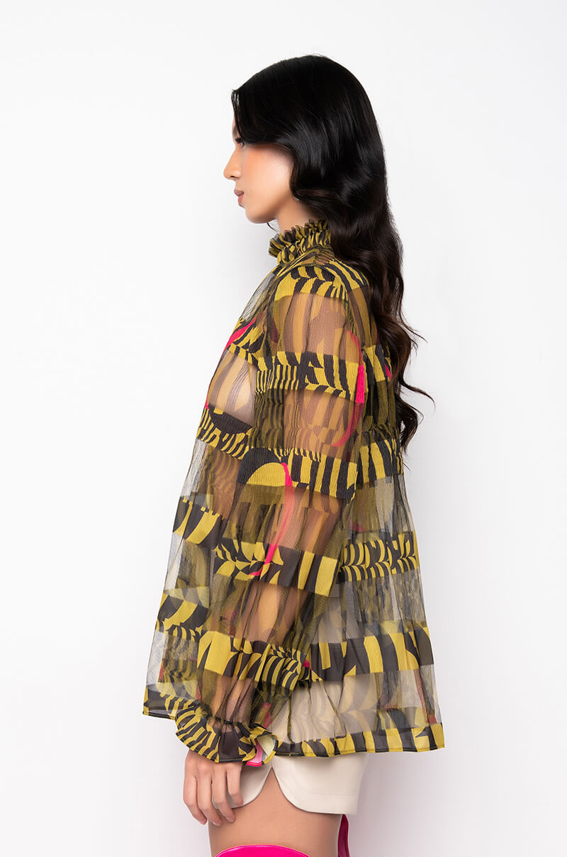ALL THE LOVE YOU NEED SHEER BLOUSE YELLOW MULTI