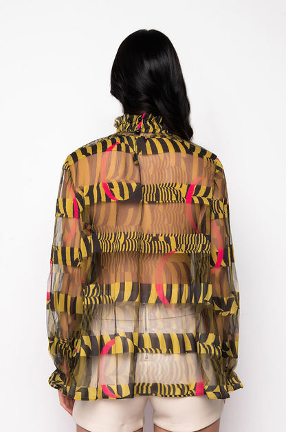 ALL THE LOVE YOU NEED SHEER BLOUSE YELLOW MULTI