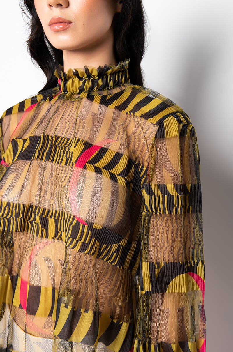 ALL THE LOVE YOU NEED SHEER BLOUSE YELLOW MULTI