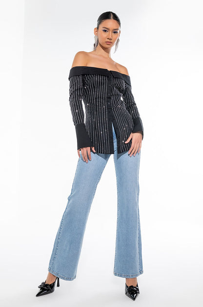 ALL THE SHINE OFF SHOULDER BLOUSE