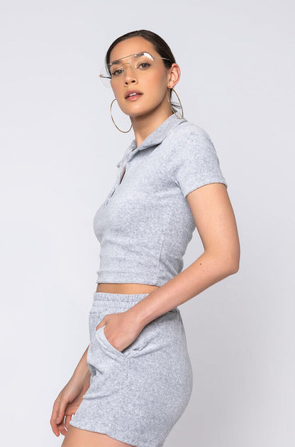ALL UP IN YOUR FEELINGS DROPPED POLO SHIRT GREY