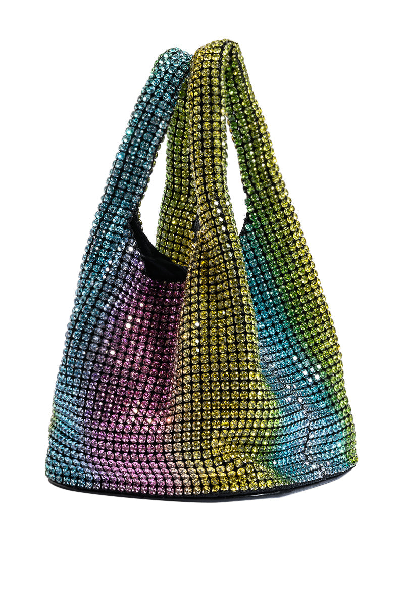 ALL YOU NEED IS LOVE RHINESTONE BUCKET BAG
