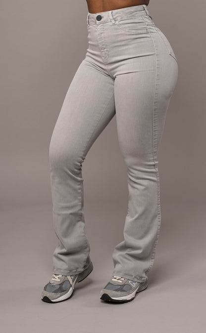 Womens Pastel Flared Fitjeans - Ash Grey