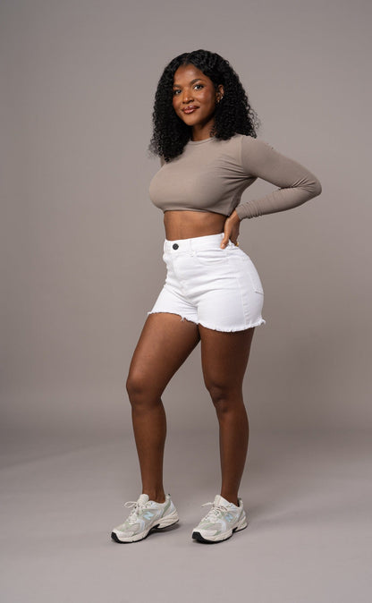 Womens Pastel Fitjeans Shorts - White