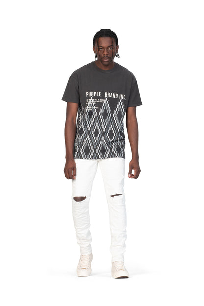 P001 LOW RISE SKINNY JEAN - Optic White Knee Slit