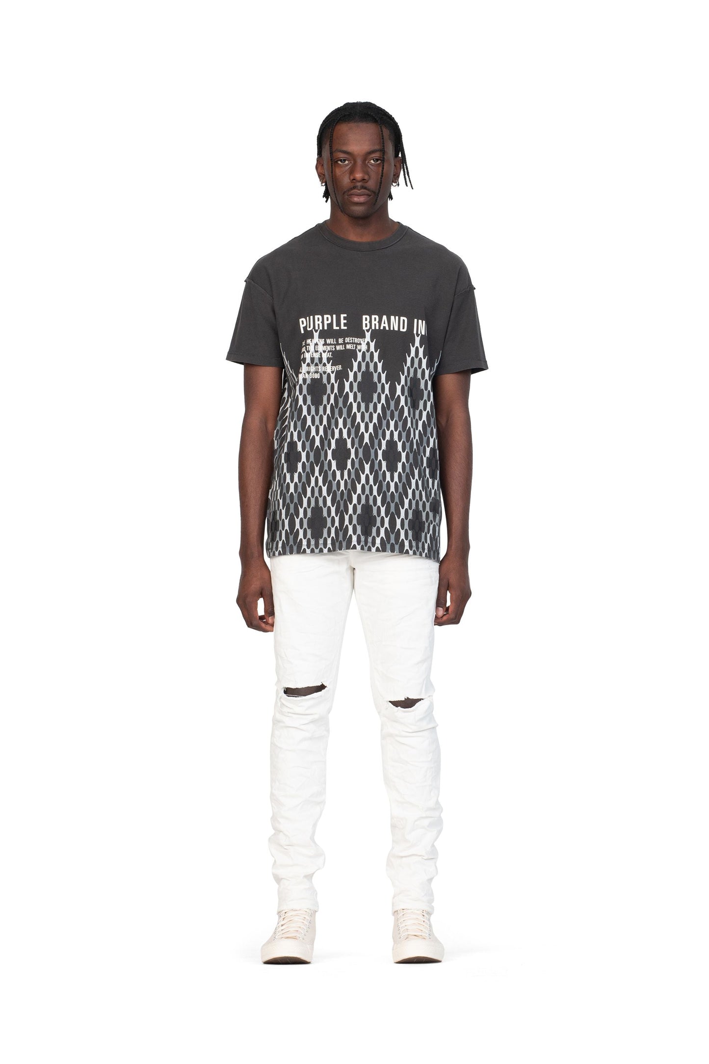 P001 LOW RISE SKINNY JEAN - Optic White Knee Slit