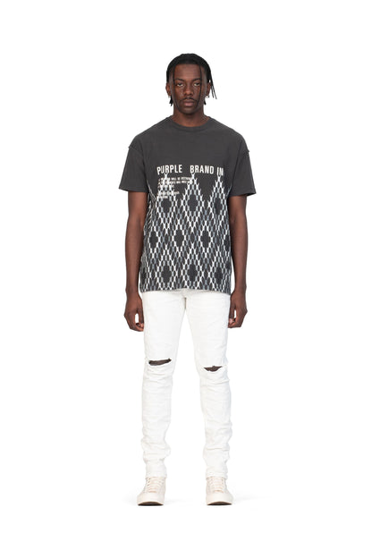 P001 LOW RISE SKINNY JEAN - Optic White Knee Slit