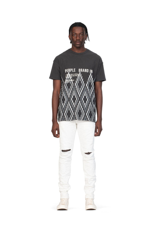 P001 LOW RISE SKINNY JEAN - Optic White Knee Slit