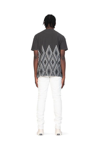 P001 LOW RISE SKINNY JEAN - Optic White Knee Slit