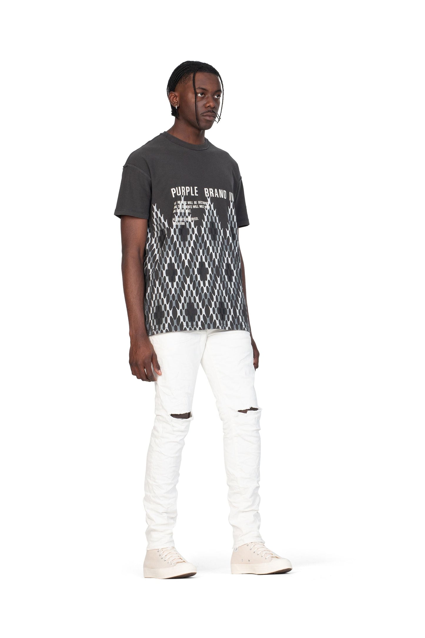 P001 LOW RISE SKINNY JEAN - Optic White Knee Slit