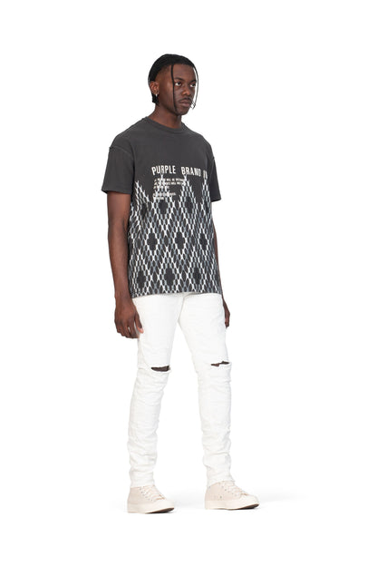 P001 LOW RISE SKINNY JEAN - Optic White Knee Slit
