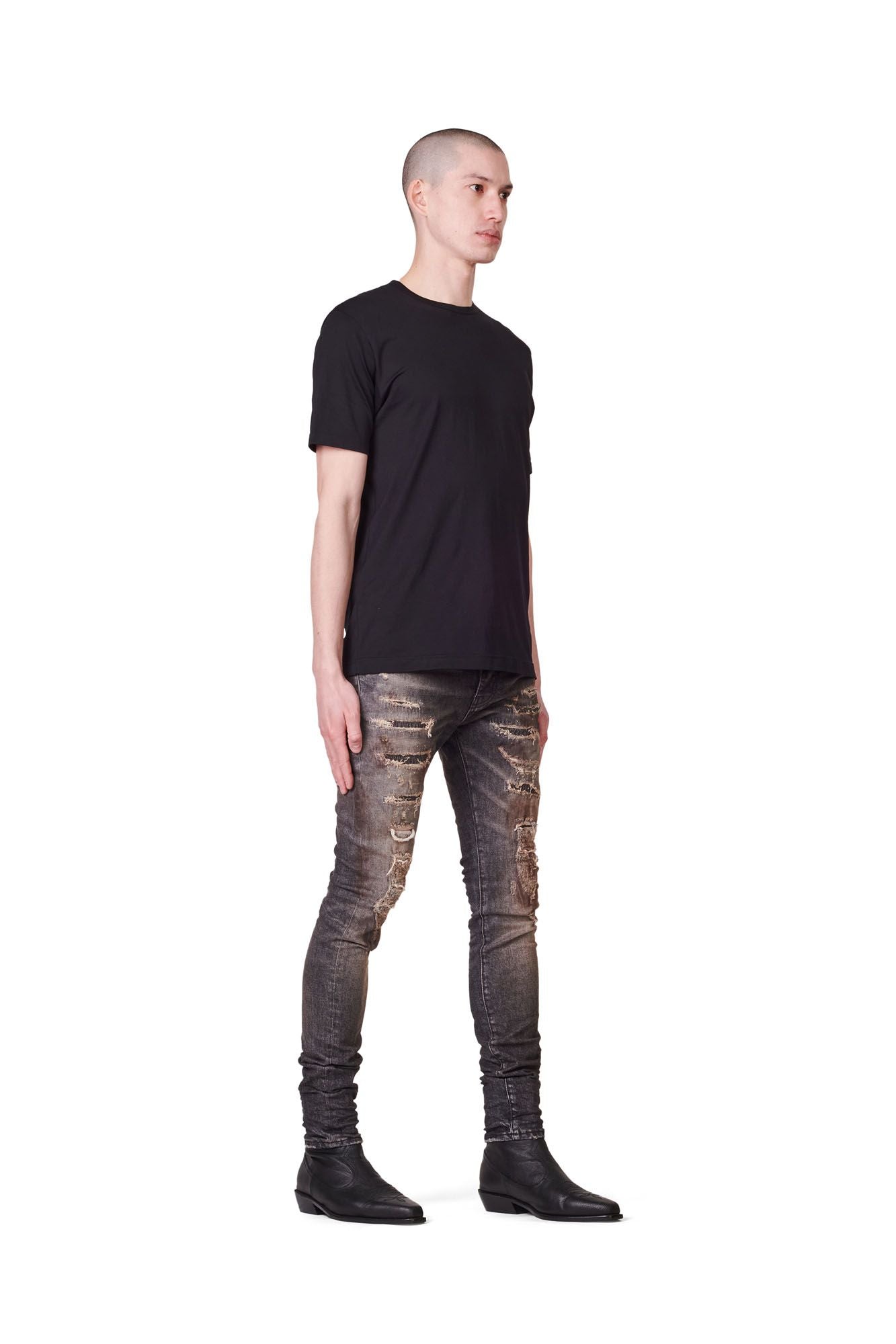 P001 LOW RISE SKINNY JEAN - Tinted Black Repair