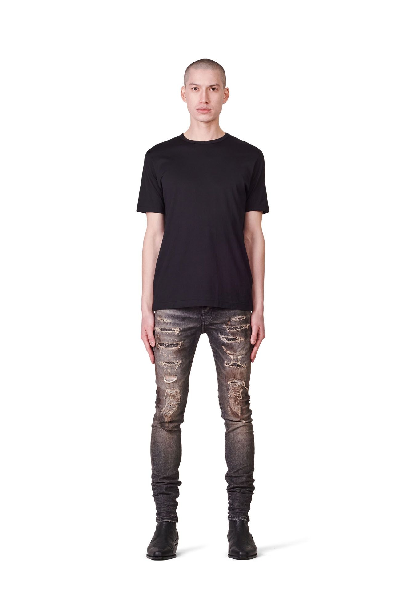 P001 LOW RISE SKINNY JEAN - Tinted Black Repair