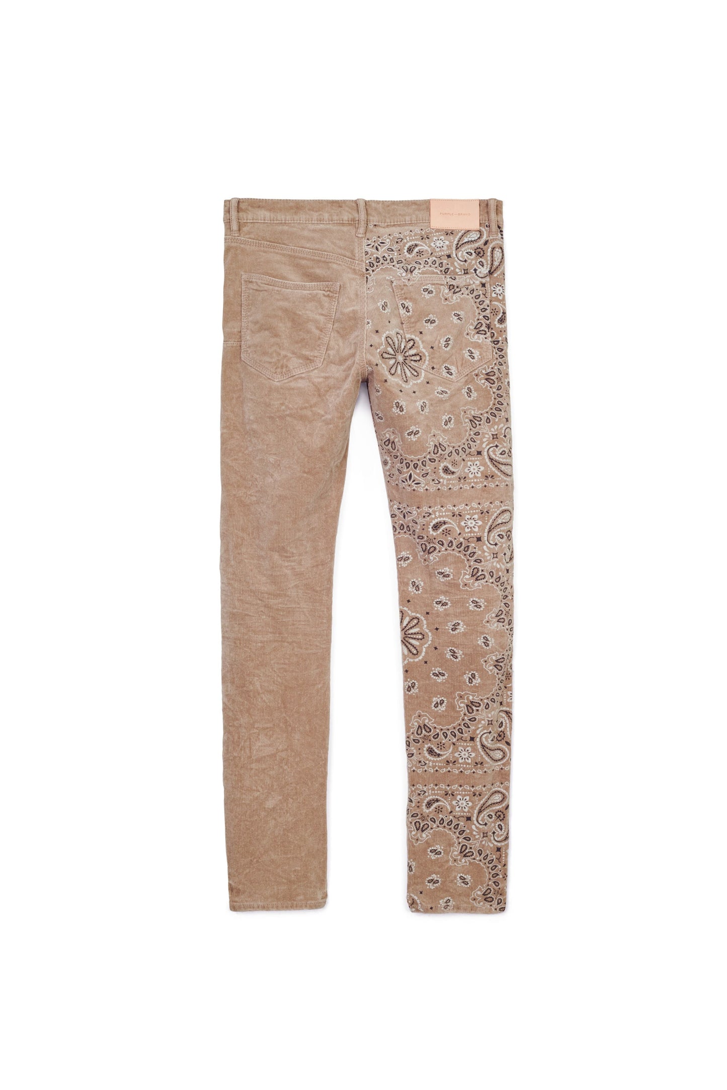 P001 LOW RISE SKINNY PANT - Corduroy Bandana Print Tan