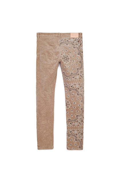 P001 LOW RISE SKINNY PANT - Corduroy Bandana Print Tan