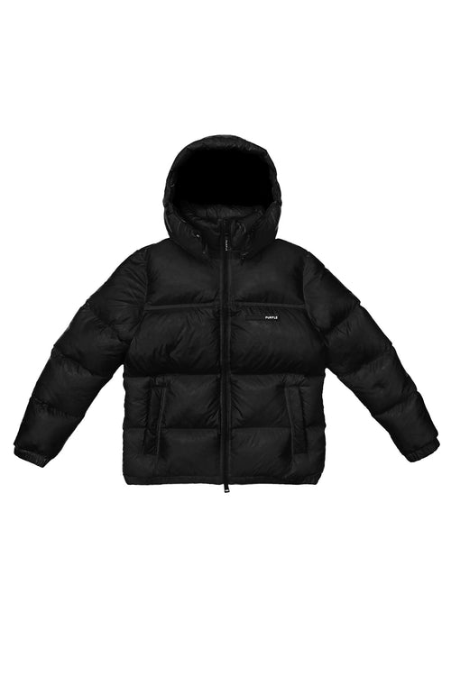 P611 NYLON SNAP OFF HOOD PUFFER JACKET - Jet Black